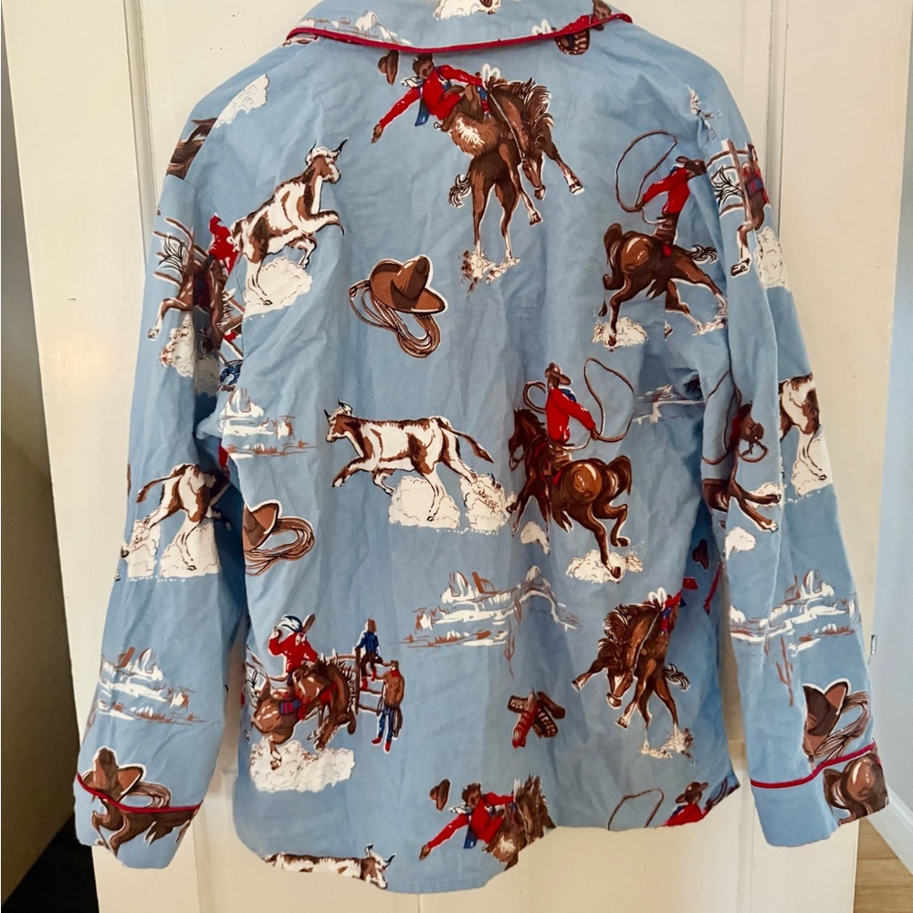 P.J. salvage cowboy short top pajamas horse rodeo - Picture 3 of 10